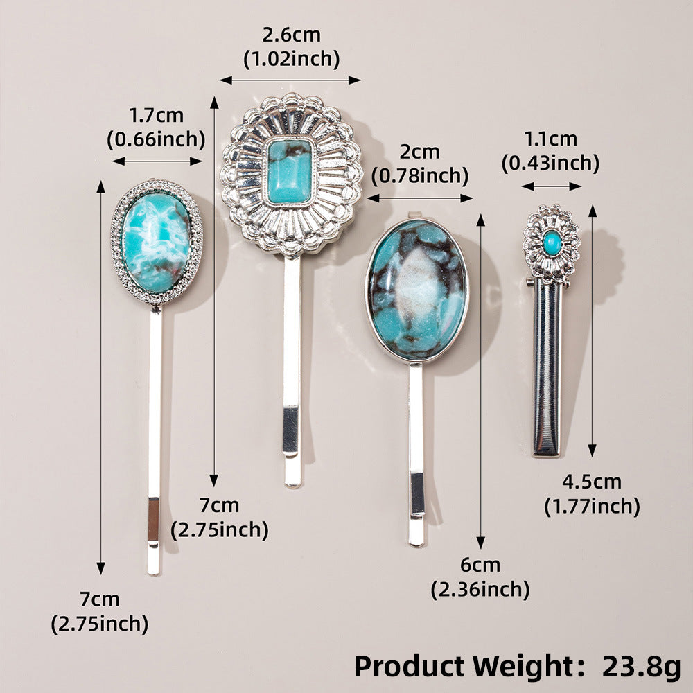 Wholesale Green Turquoise Retro Straight Hair Clip